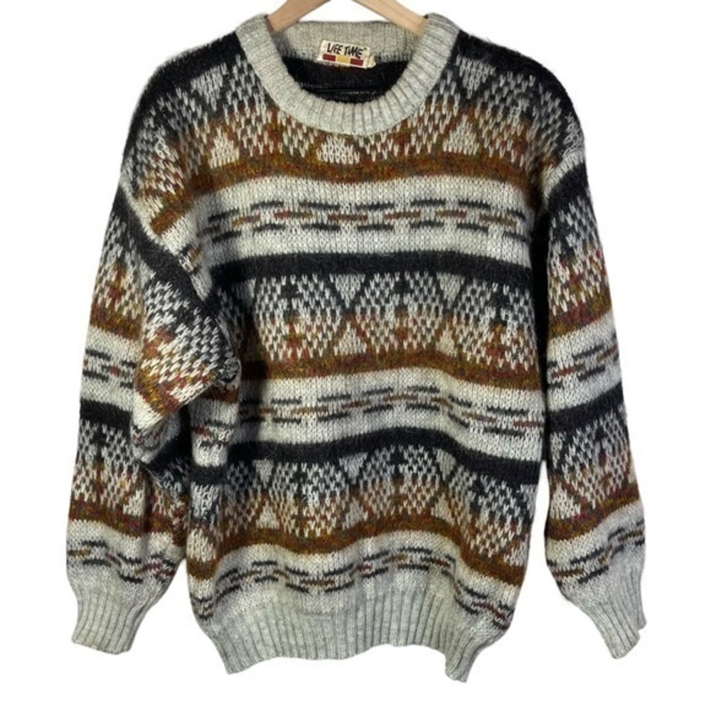 Vintage Life Time unisex Sweater Top Size 40 Color Gray/Brown